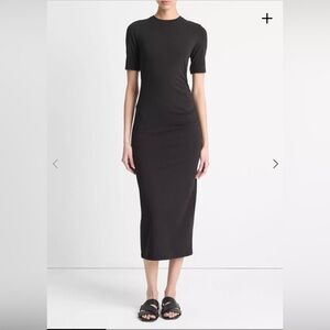 Vince Forest Green Pima Cotton-Blend Side-Drape Maxi Dress Style # V042084504